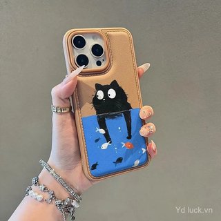 Kitten Heyu Đơn Giản Dễ Thương Vui Vẻ Mới Nhất Bán Chạy Túi Trống Da Hạt Bảo Vệ Thích Hợp Cho iPhone 17promax 15pro 13 14plus Chống Sốc 17air 14pro 16pro 15 13promax 17pro Ốp Điện Thoại Chống Sốc