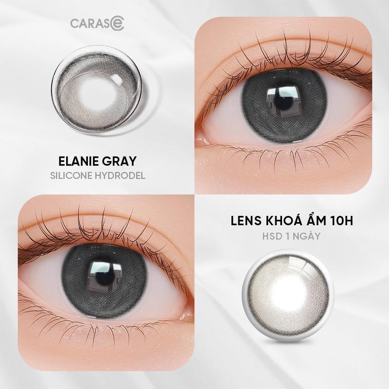 [1 chiếc] Kính áp tròng khoá ẩm 1 Ngày Màu Xám Tro Ánh Xanh CARASE, Lens cận ELANIE GRAY