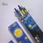 PlumHOUSE 4 Cái / hộp Hợp Thời Trang Van Gogh Tranh Sơn Dầu Báo Chí Bút Gel Mực Đen 0.5 Mm Bút Bi Văn Phòng Phẩm Bút Khô Nhanh Cho Sinh Viên VN