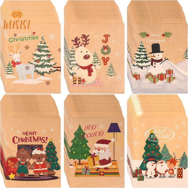 [WUSISI] 20 Chiếc Túi Quà Giáng Sinh Vui Vẻ Ông Già Noel Giấy Kraft Túi Kẹo Quà Giáng Đảng Ủng Hộ 2025 Giáng Sinh DIY Lịch Mùa Vọng MỚI
