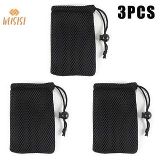 [WUSISI] 3 Túi đựng dây rút bằng lưới Nylon Túi đựng hoạt động du lịch & ngoài trời đa năng cho sản phẩm kỹ thuật số MỚI