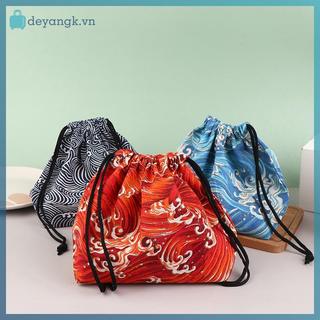 Deyangk 1 Phong Cách Nhật Bản Dây Rút Hộp Cơm Trưa Túi Bảo Quản Du Lịch Dã Ngoại Di Động Dễ Dàng Rửa Bento Hộp Cơm Trưa Túi Tote VN