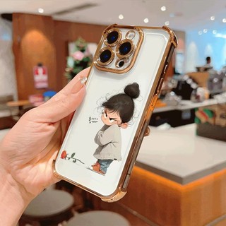 Ốp Điện Thoại Cô Gái Tức Giận Cho Huawei P60 P50 P40 P30 Pro P30 Lite Nova 14 13 12 11 11i 4e Mạ Điện Chống Rơi Bảo Vệ Trong Suốt