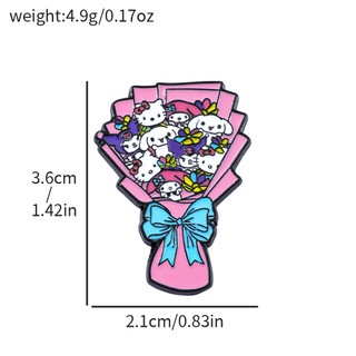 2 Cái / bộ Dễ Thương Sáng Tạo Bó Hoa Sanrio Kim Loại Huy Hiệu Mèo Mèo Kuromi Tai Lớn Chó Trâm Cài Trang Trí Pin