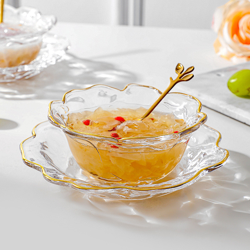 🌟Xanh Cổ Điển Phong Cách Nhật Bản Phnom Penh Hoa Mẫu Đơn Bát Thủy Tinh Sáng Tạo Tổ Chim Bát LRWB