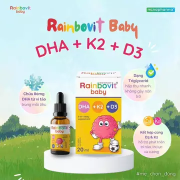 DHA D3K2 Rainbovit Baby (30ml) - Vitamin Tổng Hợp Cho Trẻ Sơ Sinh, Hỗ Trợ Thông Minh, Xương Khỏe (Châu Âu)