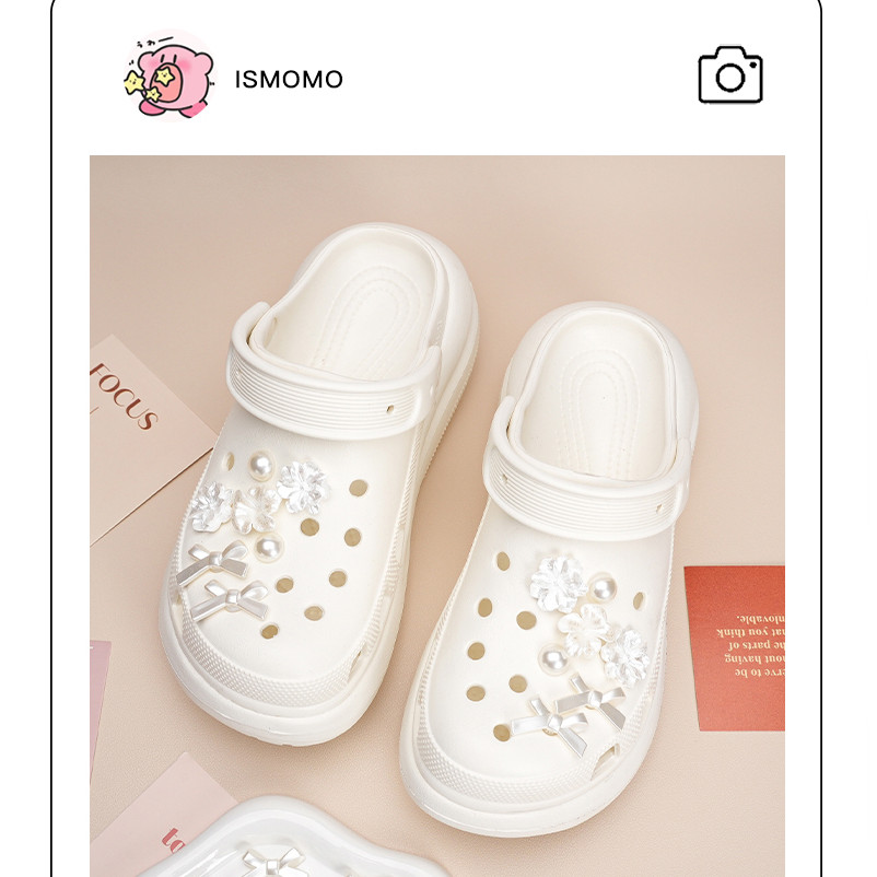 Phụ Kiện Giày Lỗ Nơ Ngọc Trai Hoa Thích Hợp Cho crocs Cao Cấp Có Thể Tháo Rời Busch Zhibixing ins