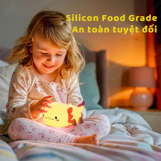 Phong cách mới Đèn ngủ silicon Axolotl khủng long 6 sừng - Quà tặng sinh nhật - Pin sạc 1200 mAh - Điều chỉnh độ sáng