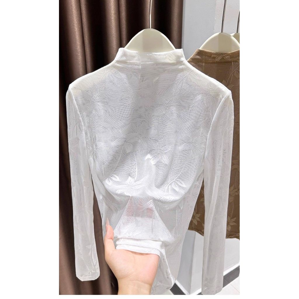 Milyfashion Áo Blouse Phong Cách Ballet, Ren Hơi Trong Suốt, Đáy Ôm - Thích Hợp Mùa Thu