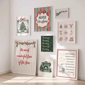 Giáng Sinh Treo Tường Nghệ Thuật Poster Vintage Ngày Lễ In Hình Đỏ & Xanh Trang Trí Giáng Sinh Lễ Hội Trích Dẫn In Poster Xmas Trang Trí Tiệc