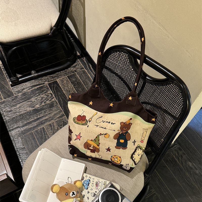 GC2 Hàng Mới Về In Hình Hoạt Hình Túi Đeo Vai Thiết Kế Thông Thường Và Đa Năng Đi Lại Túi Tote CG2