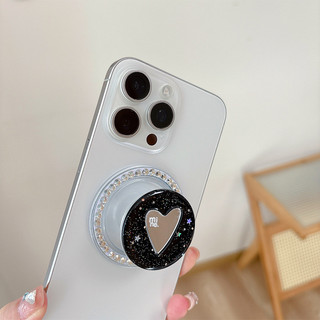 Nhấp Nháy Gương Tình Yêu Tròn Từ Tính Giá Đỡ Điện Thoại Cho IPhone 17 16 15 14 13 12 Pro Max 14 Plus Có Thể Gập Lại Vòng Tay Co Giãn Để Bàn Đứng P4