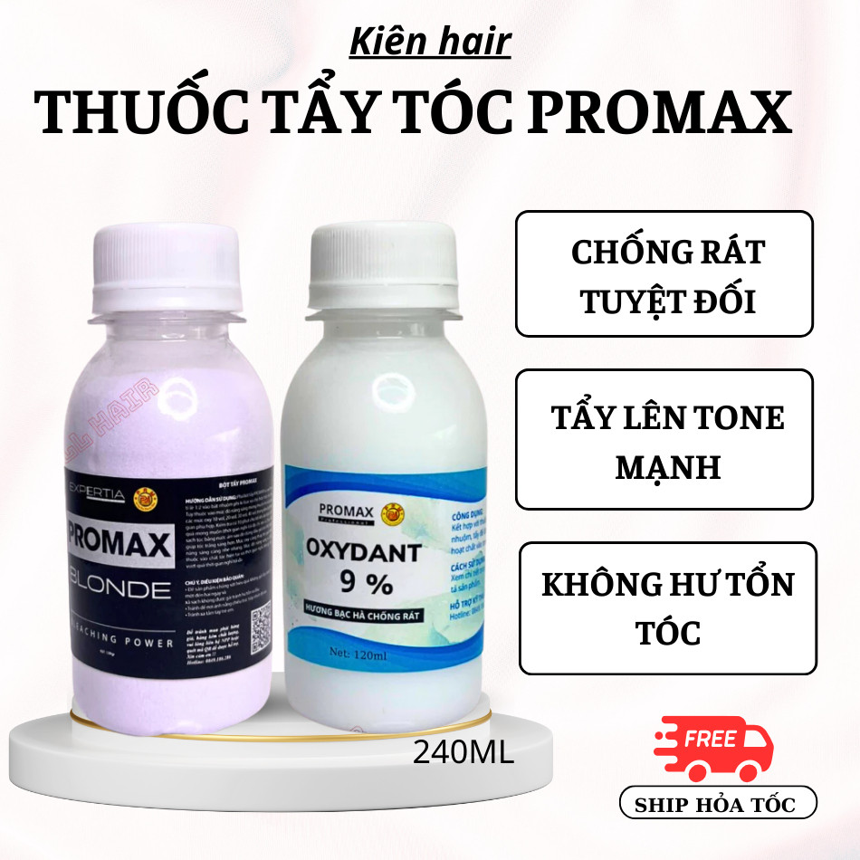 Thuốc tẩy tóc PROMAX 240ml cao cấp không xót da đầu, lên tone nhanh, không hư tóc | Trunghair