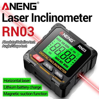 Máy đo độ nghiêng kỹ thuật số DWELLCO, Máy đo độ nghiêng Laser có thể sạc lại đa chức năng, Đo 360 độ Màn hình LCD có độ chính xác cao Máy tìm góc kỹ thuật số Hộ gia đình