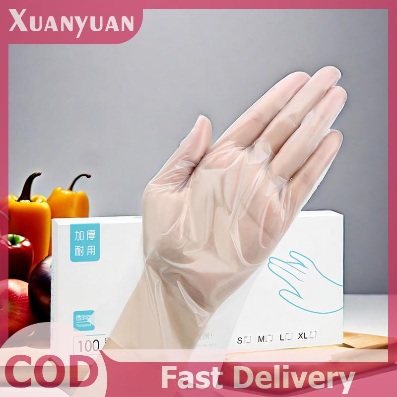 XUAN 50 / 100 Chiếc Găng Tay Cao Su Miễn Phí TPE Găng Tay Dùng Một Lần Trong Suốt Axit Chống Trơn Trượt An Toàn Làm Việc Cấp Thực Phẩm Găng Tay Vệ Sinh Gia Đình VN