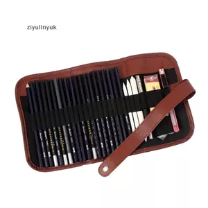 Ziyulinyuk 24 Cái Bộ Phác Thảo Bút Chì Trường Hợp Than Mở Rộng Bút Chì Bóng Cắt Túi Vẽ EN