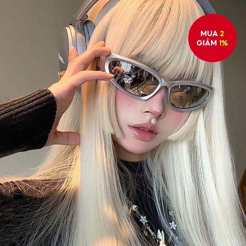 Kính râm Y2K tương lai Ống kính bạc Unisex UV400 Retro Shield Shades ...