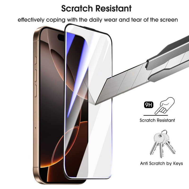 Kính cường lực HD ánh sáng tím thời trang - Phim màn hình nhạy cảm cho iPhone 17 Pro Air Promax - Phim bảo vệ chống mài mòn cho iPhone 17
