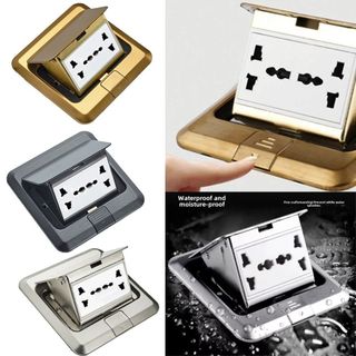 Ổ cắm sàn NEATNOOK, Ổ cắm sàn thụ thể 6 cánh nhúng, Ổ cắm bật lên dày tiết kiệm không gian bền bỉ Sử dụng tại nhà văn phòng