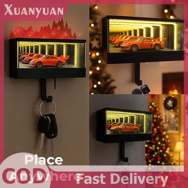 Giá đỡ chìa khóa nhà để xe vô hạn XUAN, Giá đỡ chìa khóa ô tô cửa trước gắn tường có đèn LED, Nhà để xe phát sáng Giá đỡ chìa khóa ô tô VN