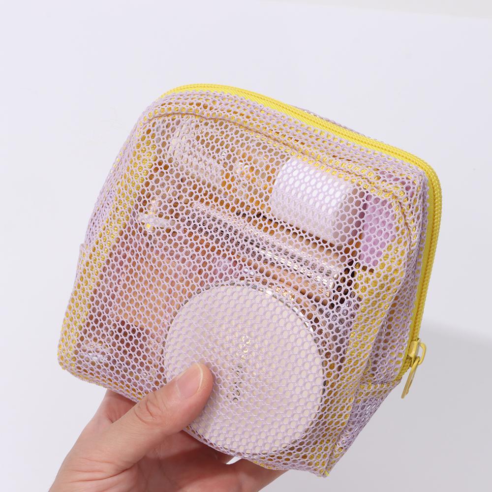 Túi đựng mỹ phẩm lưới KEYRA, Túi đựng đồ dung tích lớn màu Dopamine, Trang điểm nhà vệ sinh màu kẹo