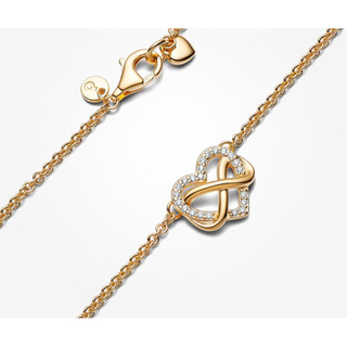 Vòng cổ collier hình trái tim vô cực mạ vàng 14K, lấp lánh - Dài 50cm