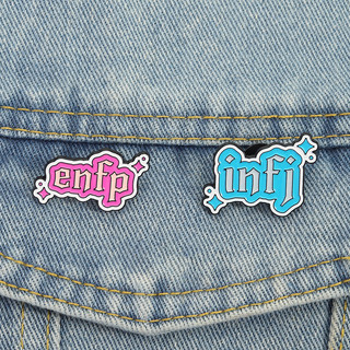 Trâm cài men kim loại pin INFJ & ENFP - Huy hiệu balo màu xanh hồng làm quà tặng