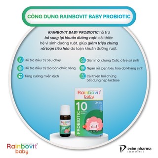 Men 10 Chủng Men Vi Sinh Rainbovit Baby lọ 5ml - Cải Thiện Tiêu Hóa, Biếng Ăn, Tăng Đề Kháng