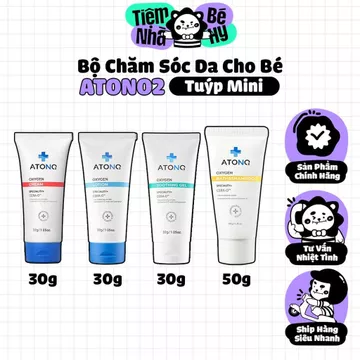 Bộ Chăm Sóc Da Cho Bé ATONO2 Hàn Quốc Mini 30g – Sữa Tắm Gội, Kem Dưỡng Ẩm, Kem Chống Hăm & Kem Dịu Da - Tiemnhabehy