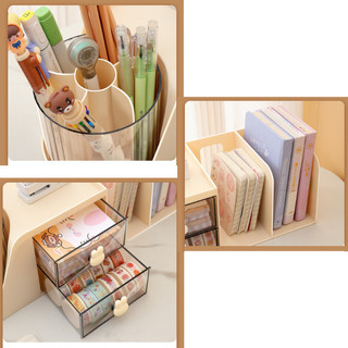 Kệ Sách Để Bàn 3 Trong 1 Chia Ngăn Lux Home, Kệ Đựng Bút Sổ Đồ Dùng Học Tập Siêu Tiện Lợi