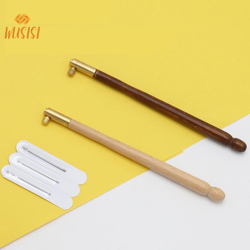 [WUSISI] Kim thêu Tambor Móc móc Luneville Tay cầm có 3 kim Bộ S Couture Luneville Long lanh Đính cườm Dụng cụ thêu MỚI