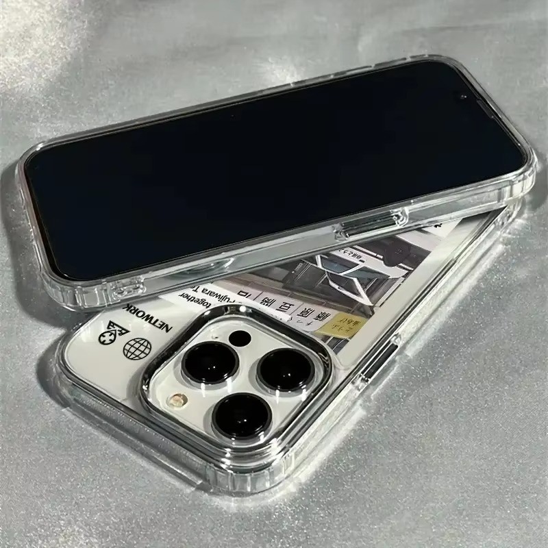 Ốp điện thoại trong suốt đường phố Nhật Bản cho iPhone 17 16 15 14 13 12 11 Pro Max Air X XS XR 7 8 Plus SE2 Vỏ khung ống kính bạc