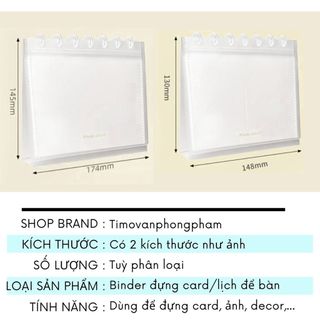 Sổ Đựng Card Binder Mini Dạng Lịch Để Bàn Album Ảnh Trong Suốt Decor Bàn Học Timo VPBL42