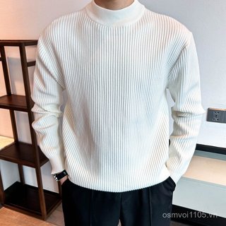Áo len nửa cổ rùa thời trang nam, dệt kim xù