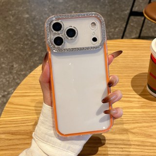 Phim bảo vệ ống kính kim cương 2 trong 1 Khung màu kẹo Vỏ điện thoại Acrylic trong suốt cho iPhone 17Promax 17Pro 16Promax 13 14 15 Pro Max Vỏ điện thoại chống sốc cho nữ