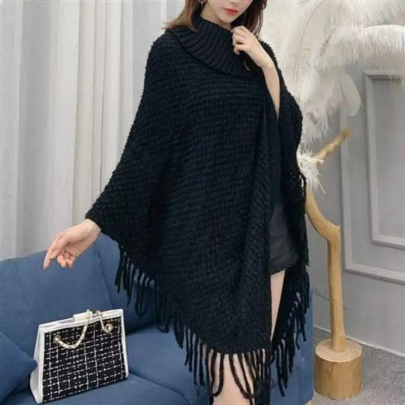 Áo len nữ phong cách đại học Khăn choàng mới Thời trang giản dị Tua Rua dệt kim