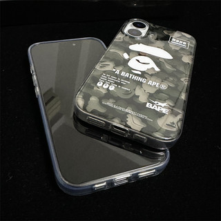 Ốp điện thoại doanh nghiệp khỉ ngụy trang bóng hai lớp cho iPhone 17 16 15 14 13 Pro Max