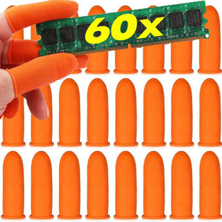 20 / 40 / 60 Chiếc Ngón Tay Cao Su Chống Trơn Trượt Dùng Một Lần - Tay Bảo Vệ Ngón Tay Cái Cao Su Chống Tĩnh Điện Màu Cam