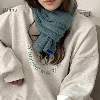 Khăn dệt kim chữ lười màu trơn ngắn, ấm áp thu đông, bảo vệ cổ cho nam và nữ