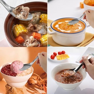 5 / 10 / 20 / 30 Chiếc Thìa Canh Đáy Phẳng Bằng Thép Không Gỉ - Bạc Món Tráng Miệng Muỗng Bộ Đồ Ăn Nhà Bếp