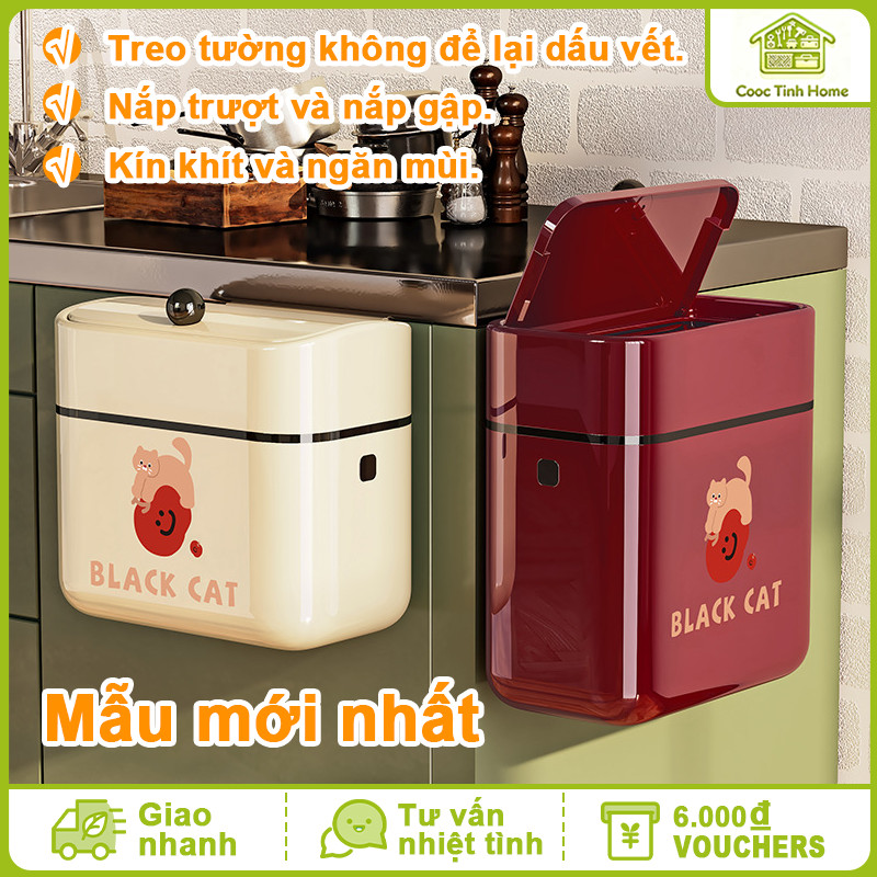 Thùng Rác Treo Tủ Bếp 9L Nắp Lật Thông Minh – Gắn Tường Tiện Dụng, Đậy Kín Khử Mùi Cho Nhà Bếp & Nhà Vệ Sinh