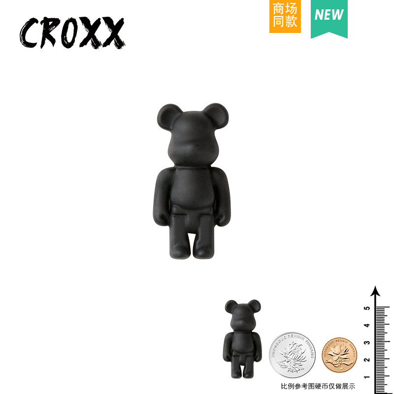 Phụ kiện hoa trang trí khóa lỗ giày cho crocs, có thể tháo rời, phong cách mờ đen, tương thích nhiều mẫu