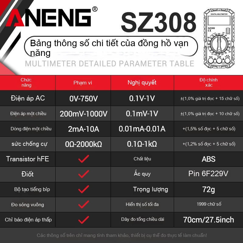 Bút Thử Điện Đồng Hồ Vạn Năng Đồng Hồ Đo Điện Ampe Kìm Mini Kỹ Thuật Số Đa Chức Năng Bảo Trì Điện