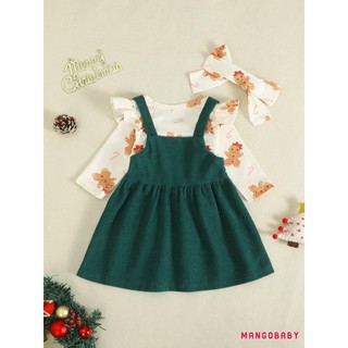 MG-Baby Bé Gái Trang Phục Giáng Sinh Ông Già Noel / Gingerbread In Áo Liền Quần Dài Tay Và Suspender Đầm Băng Đô Bộ