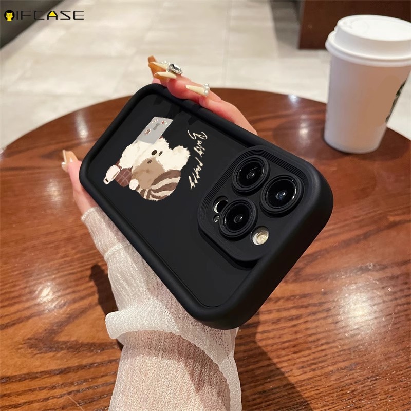 Dành Cho iPhone 14 Plus 13 12 Pro Max 13 12 Mini XS Max X XR 8 7 6 6S Plus SE 2020 Ốp Điện Thoại Mũ Dễ Thương Bận Rộn Làm Việc Chó Con Hoạt Hình Mờ Dày Chống Sốc Vỏ Mềm