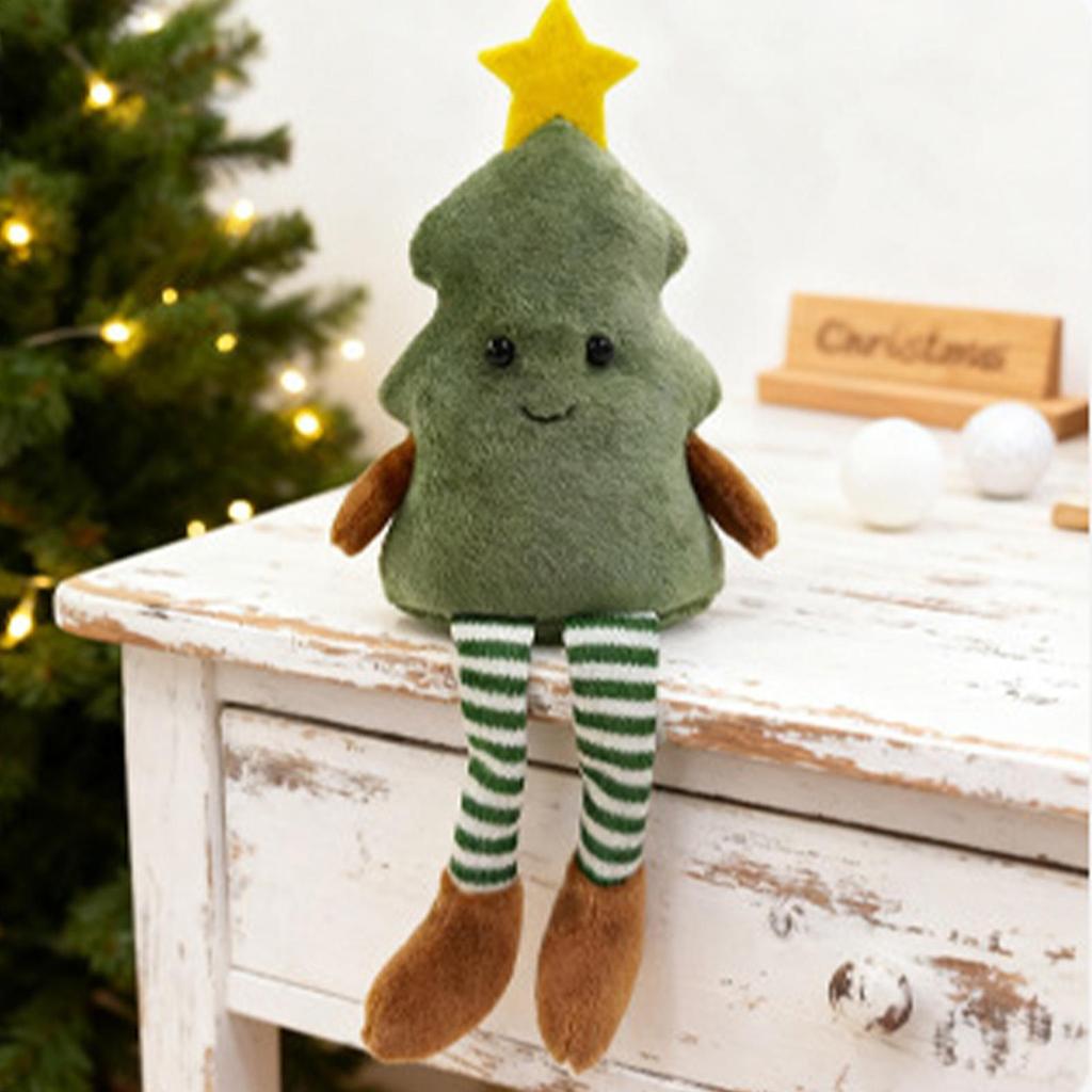 Cây thông Noel dễ thương Ngôi sao năm cánh Gối nhồi bông hình búp bê nhồi bông có chân dài Quà tặng trẻ em