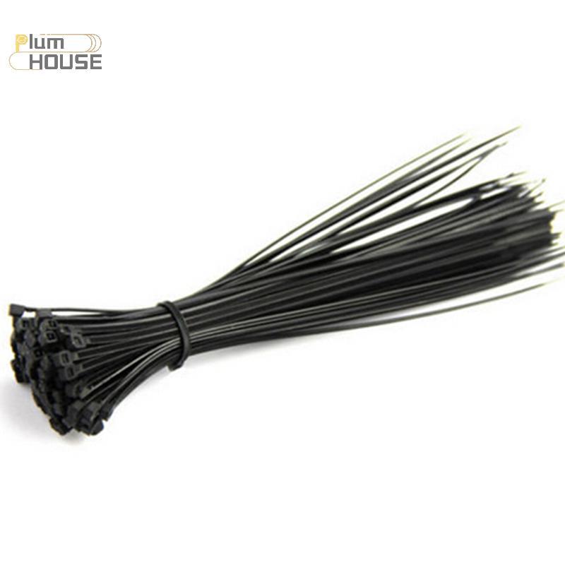 PlumHOUSE 100 Chiếc 10cm Nylon Nhựa Zip Viền Quấn Cáp Vòng Dây Tự Khóa Đen VN