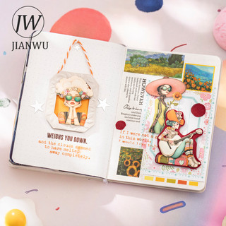 JIANWU Ảo Hành Trình Series Nhân Vật Vintage Phong Cảnh Chất Liệu Cắt Dán Sổ Lưu Niệm Nhãn Dán Sáng Tạo DIY Tạp Chí Văn Phòng Phẩm
