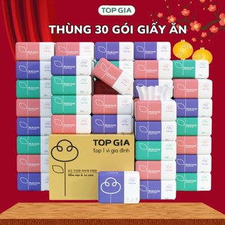 Giấy Ăn Top Gia,Thùng 16/30/60 Gói Rút 3 Màu Cao Cấp, Mềm Mịn, Thấm Hút Tốt, An Toàn  TopgiaStore1