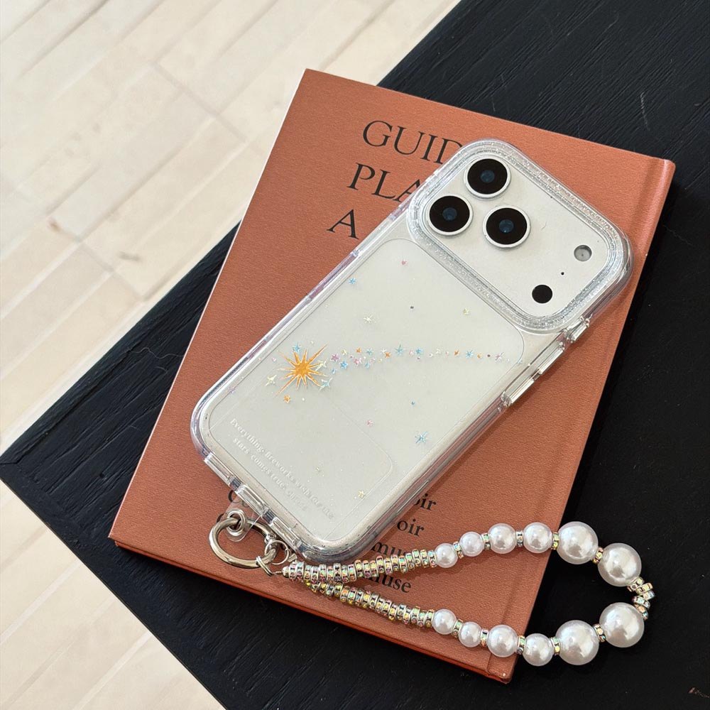 Ốp lưng cứng trong suốt Tương thích với iPhone 13 14 14Pro 14ProMax 15 15Pro 15ProMax 16 16Pro 16ProMax 17 17Pro 17ProMax Ốp họa tiết sao băng vàng